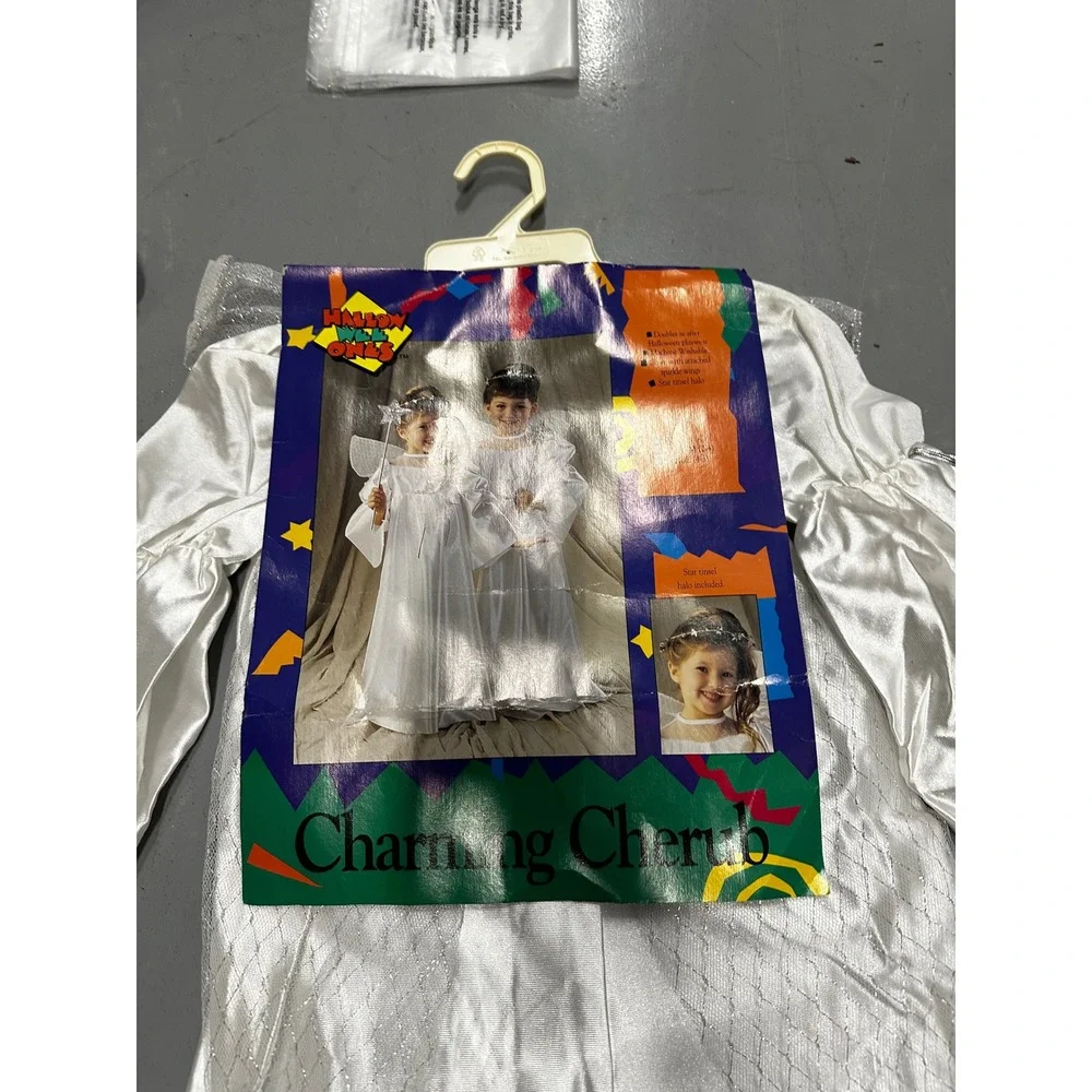 Halloween Ones Charming Cherub Angel Costume White Gown Wings Halo Girls S4-6